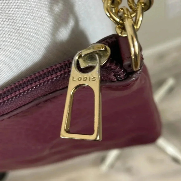 Lodis dark maroon crossbody purse with gold hardware - Picture 3 of 7